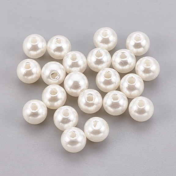 500g Plastic Imitation Pearl Beads Round Old Lace 5mm Hole: 1.8mm 7500pcs/500g Old Lace