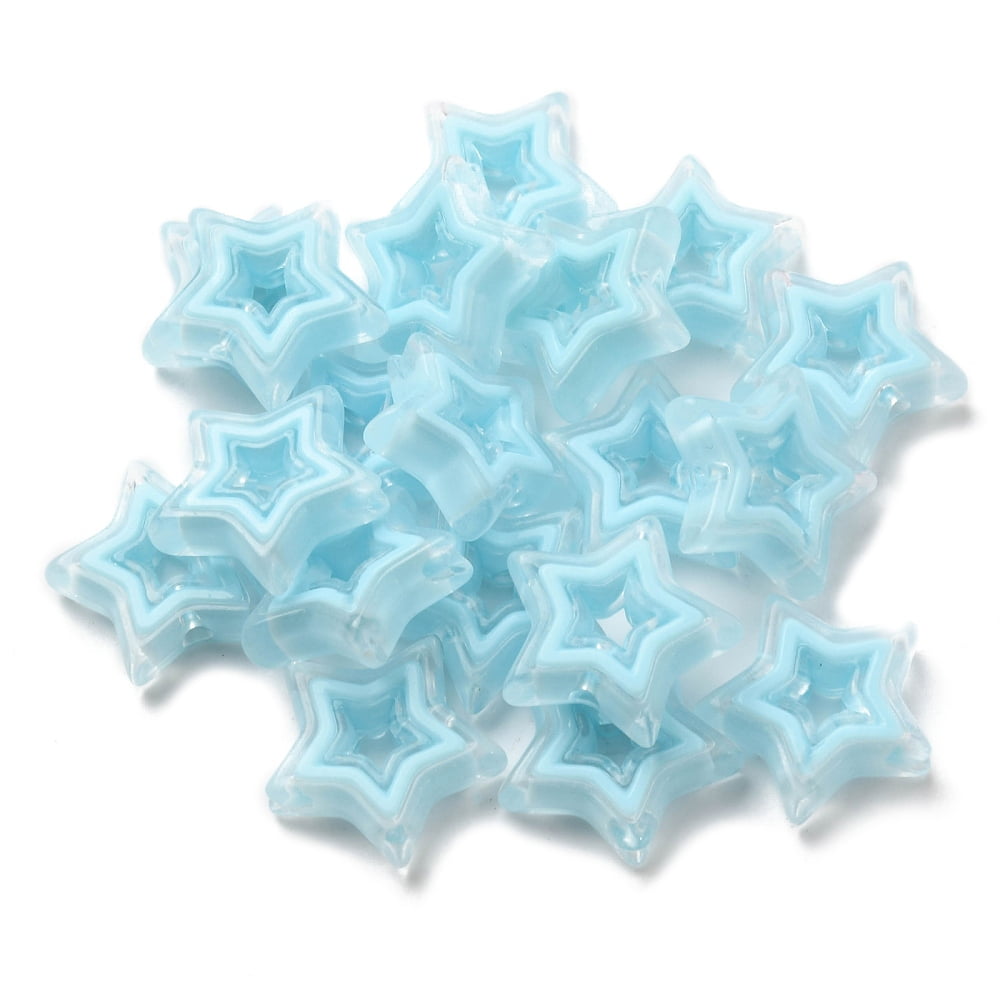 500g Acrylic Beads Bead in Bead Star Pale Turquoise 21.5x22x6mm Hole: 3mm about 280pcs/500g