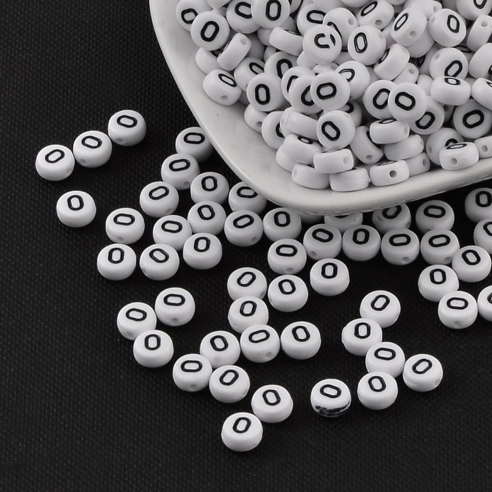 500g Acrylic Beads with Horizontal Hole Letter Flat Round Letter.O 7x4mm Hole: 1mm 3500pcs/500g