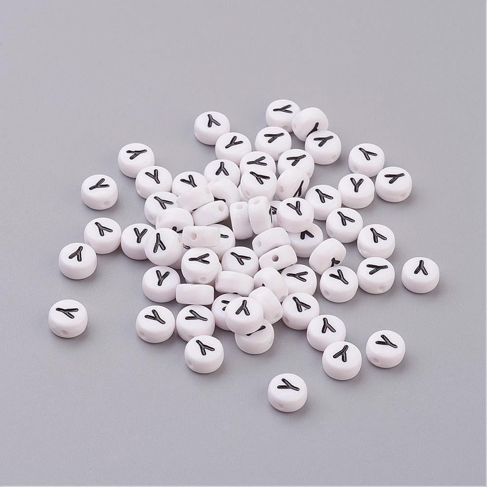 500g Acrylic Beads with Horizontal Hole Letter Flat Round Letter.Y 7x4mm Hole: 1mm 3500pcs/500g