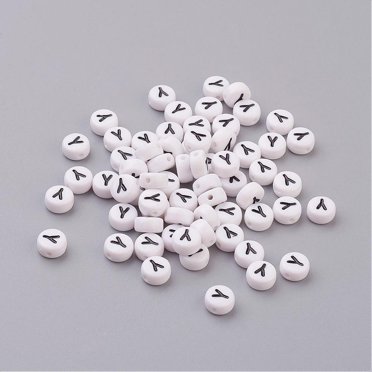 100-Pack White Acrylic 'H' Letter Beads - 7x4mm For Bracelet Making