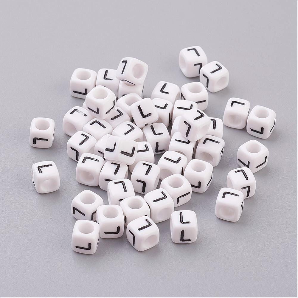 500g Acrylic Horizontal Hole Letter Beads Cube White Letter L Size: about 6mm wide 6mm long 6mm high hole: about 3.2mm about 2600pcs/500g