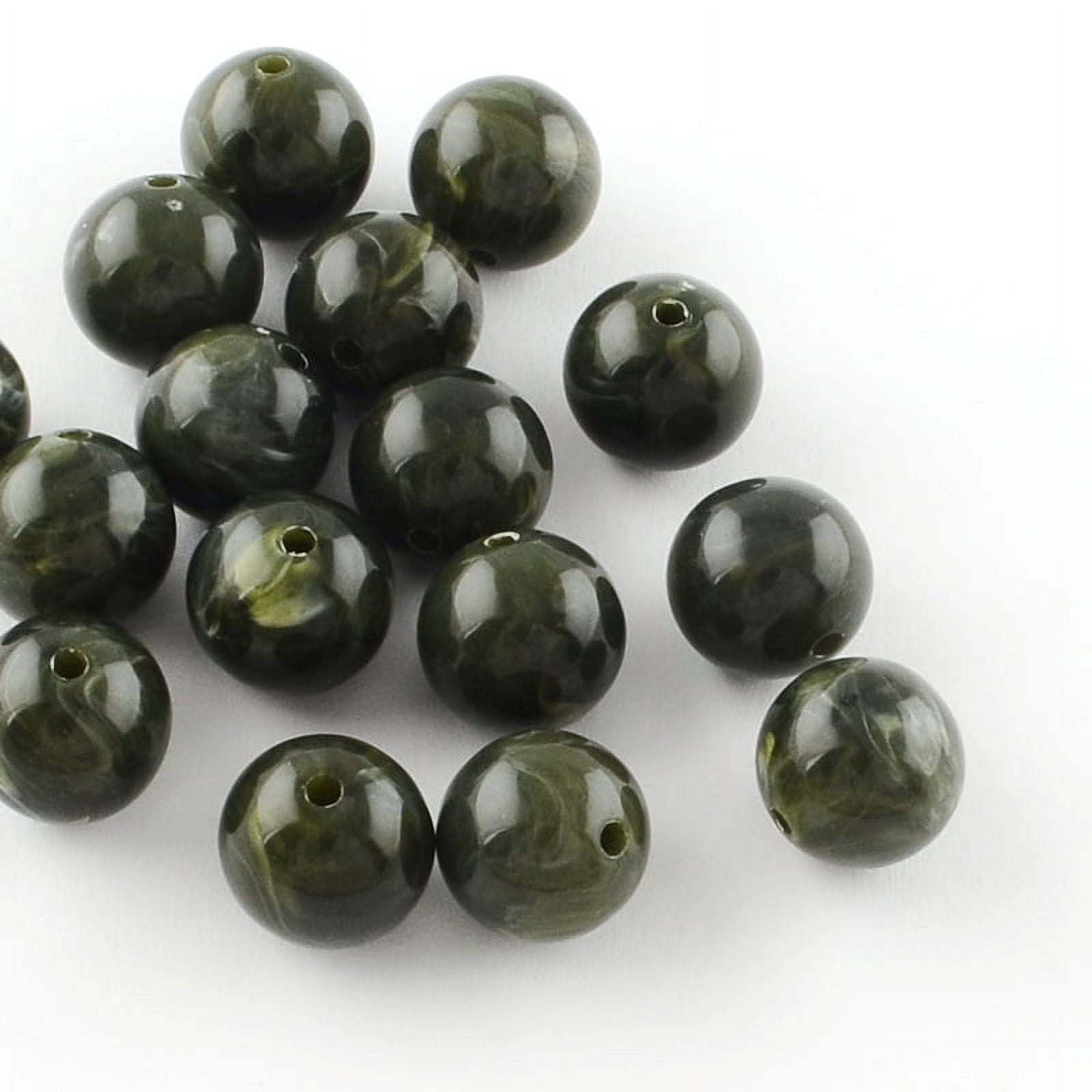 500g Acrylic Imitation Gemstone Beads Round Dark Olive Green 10mm Hole: 2mm about 925pcs/500g