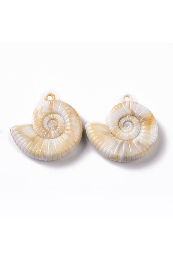 500g Acrylic Pendants Imitation Gemstone Style Conch BurlyWood 34x34x10mm Hole: 2.2mm about 84pcs/500g