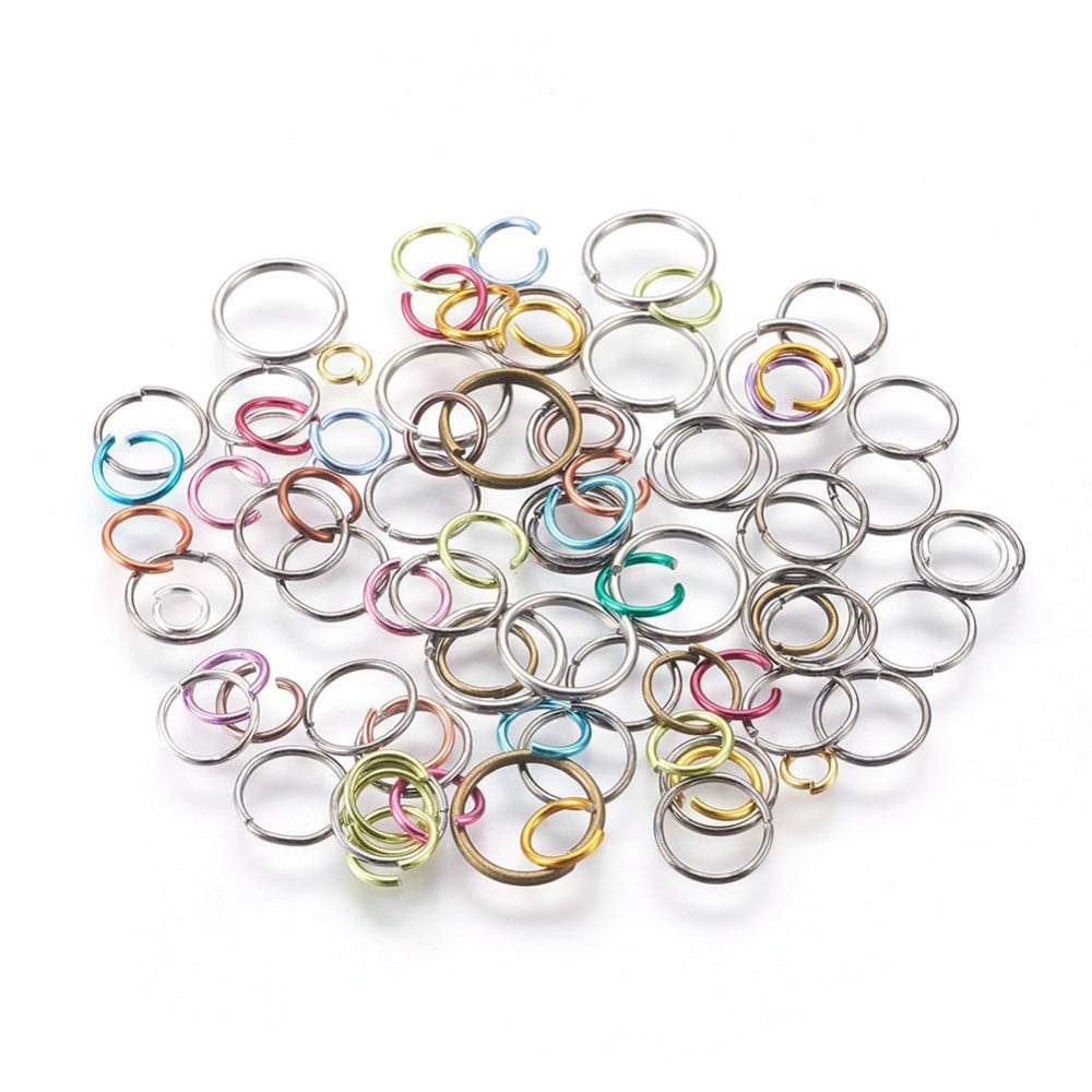 500g Aluminum and Iron Open Jump Rings Round Single Loops Mixed Color 18~22 Gauge 4~10x0.6~1mm