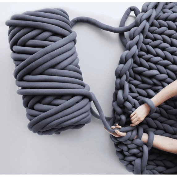 500g Arm Knitting Yarn for Chunky Braided Knot Throw Blanket DIY, Soft Extra Cotton Washable Tube Bulky Giant Yarn