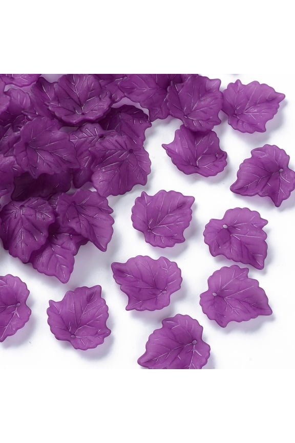500g Autumn Theme Transparent Frosted Acrylic Pendants Maple Leaf Purple 24x22.5x3mm Hole: 1mm about 962pcs/500g