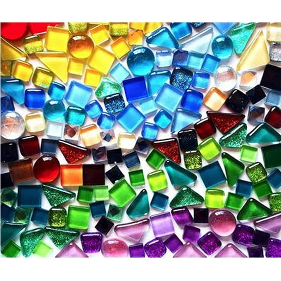 500g Color Irregular Crystal Mosaic Tiles, Mini Micro Glass stone Colorful Mosaic Stones for DIY Handmade Children's Creative Craft Bathroom Kitchen Home Decoration DIY Art Projects