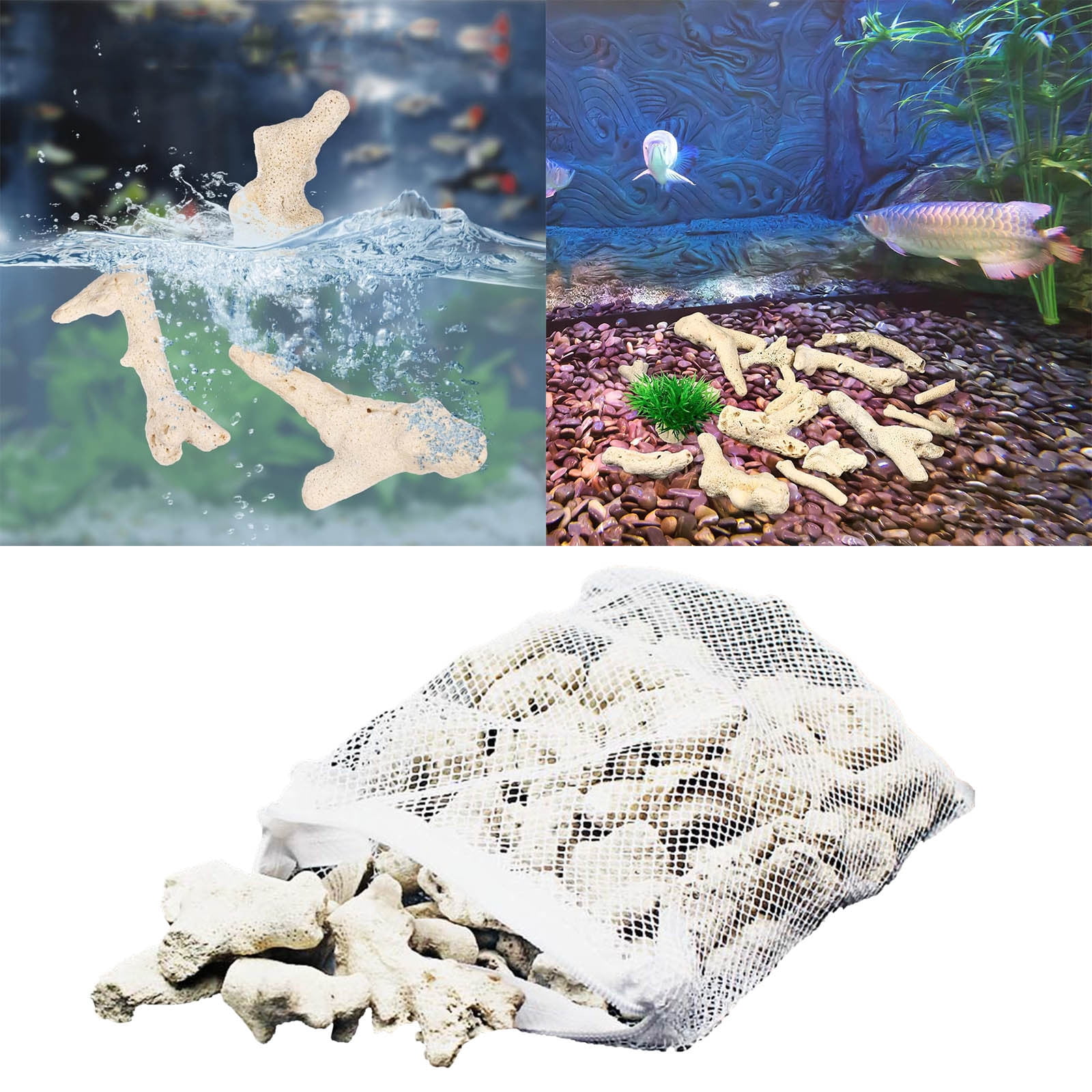 500g Crushed Coral for Freshwater Saltwater Aquarium Natural Coral Stone for Fish Tank Filters Aquarium Bottom Decorations Random Color