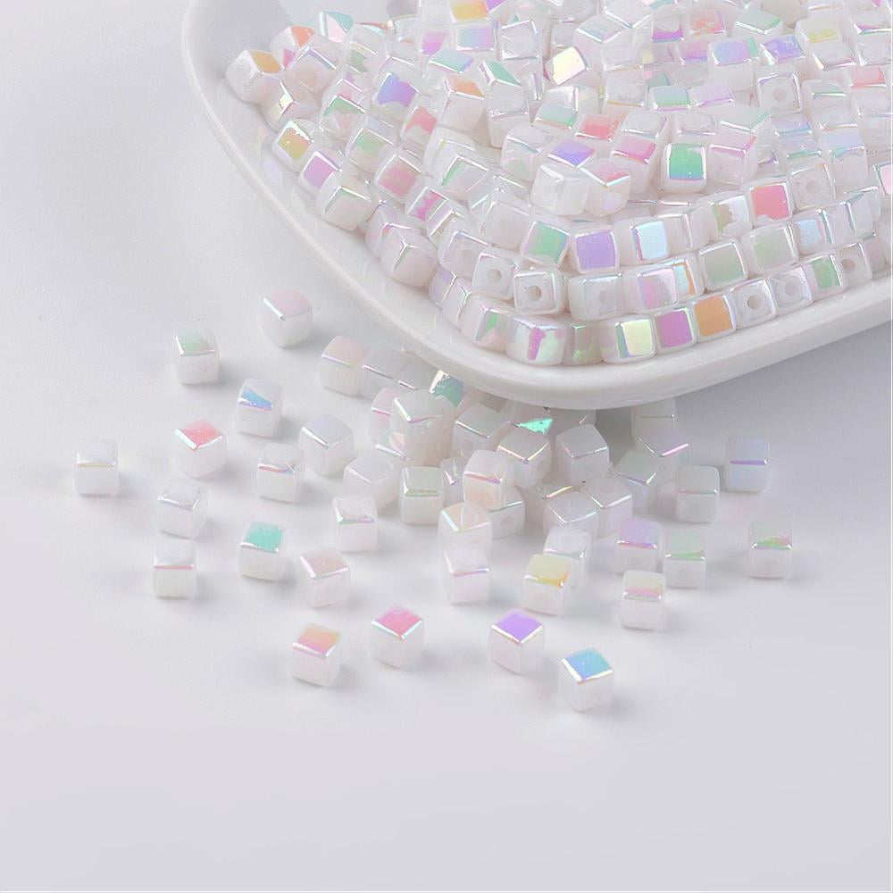 Ab Color 500g Eco-Friendly Poly Styrene Acrylic Beads AB color Cube White 4x4mm ...