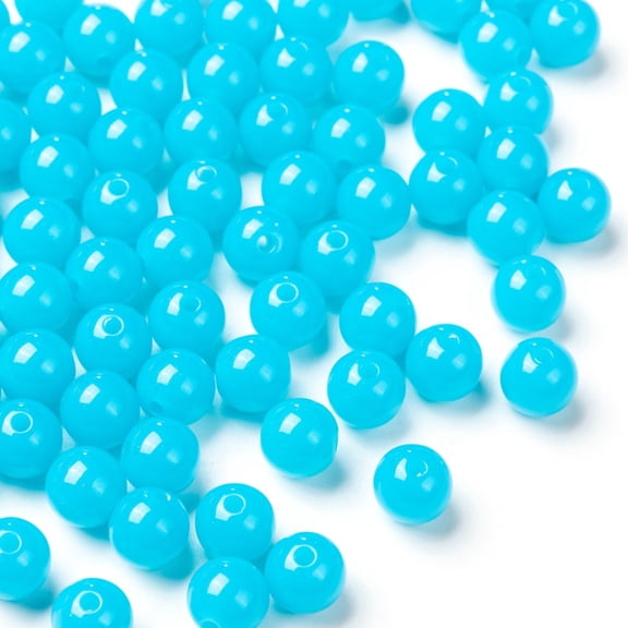 500g Fluorescent Acrylic Beads Round Dodger Blue 8mm Hole: 1.5mm 1700pcs/500g