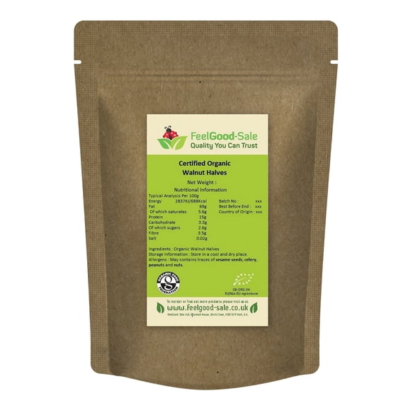 500g Fresh Organic Walnuts Halves - Rich in Omega-3