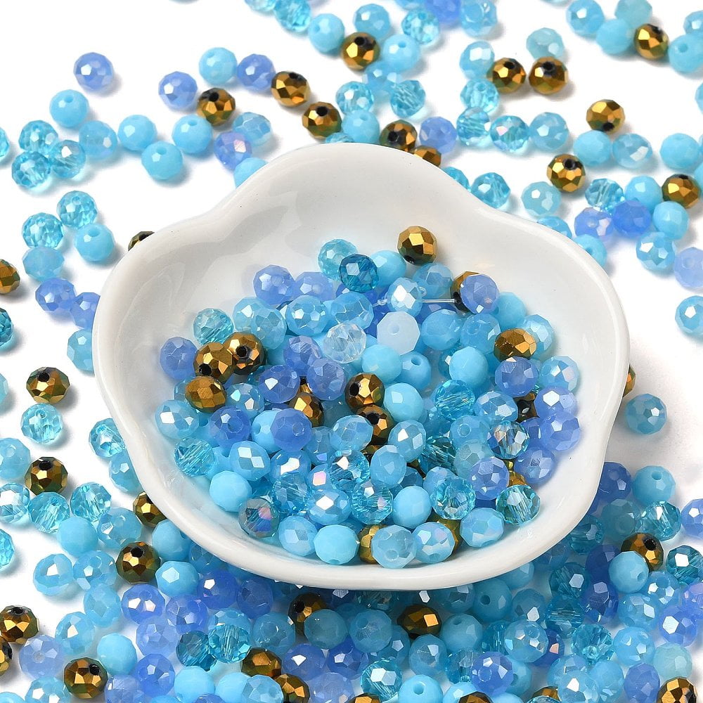 500g Glass Beads Faceted Rondelle Pale Turquoise 6x5mm Hole: 1mm about 2360pcs/500g