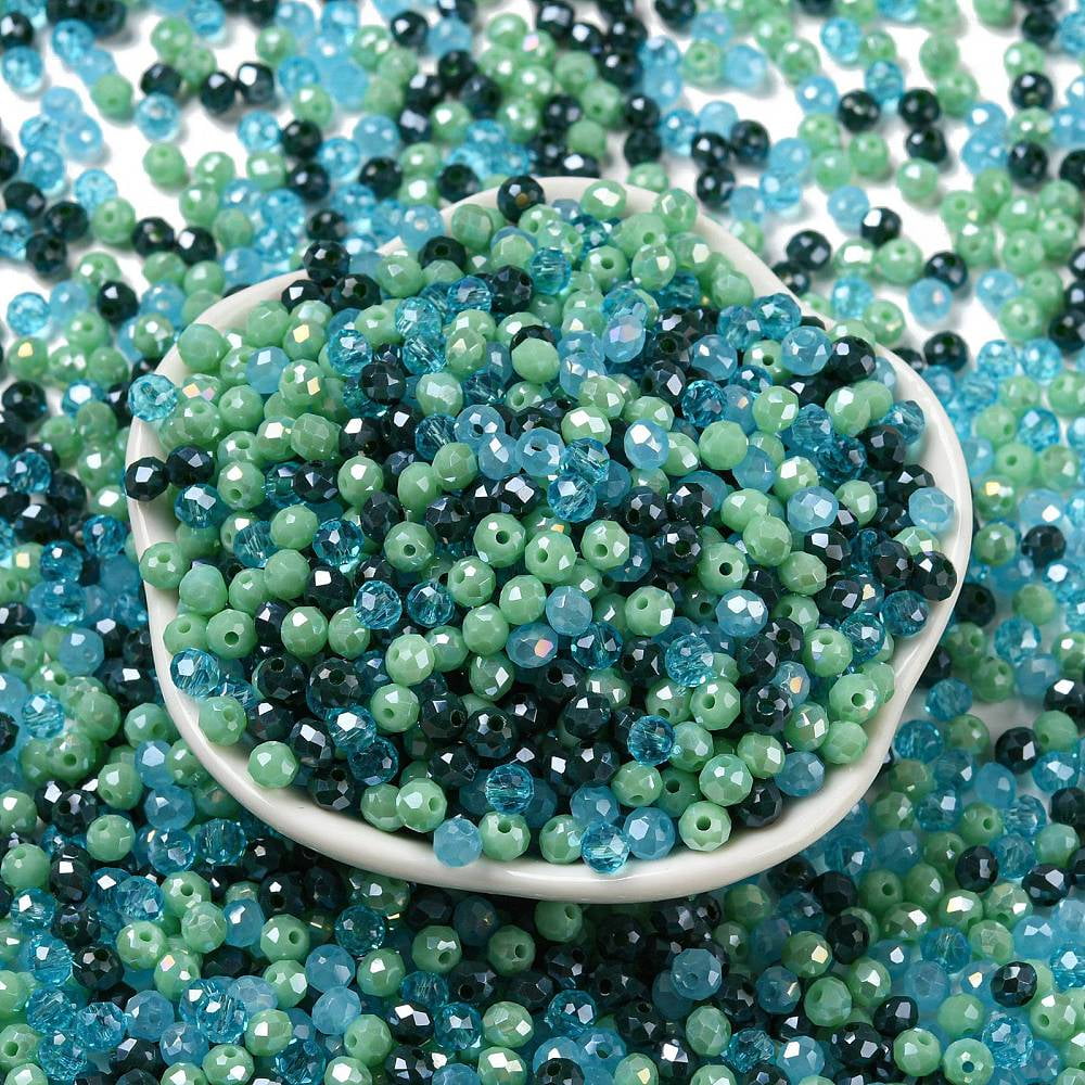 500g Glass Beads Faceted Rondelle Steel Blue 4x3mm Hole: 0.4mm about 6800pcs/500g