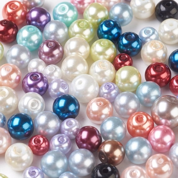 500g Glass Pearl Beads Round Mixed Color 3~16mm Hole: 1~1.6mm
