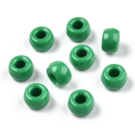 500g Green Opaque Plastic Beads Barrel 9x6mm Hole: 3.8mm 1950pcs/500g