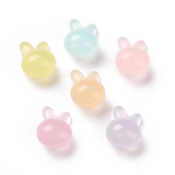 500g Imitation Jelly Style Acrylic Beads Rabbit Mixed Color 20x15x12mm Hole: 3mm 344pcs/500g