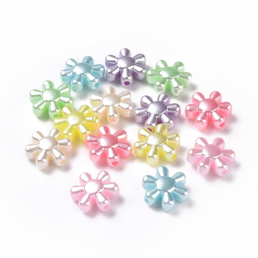 500g Imitation Pearl Acrylic Beads Flower Mixed Color 14.5x13x5.5mm Hole: 2mm about 1086pcs/500g