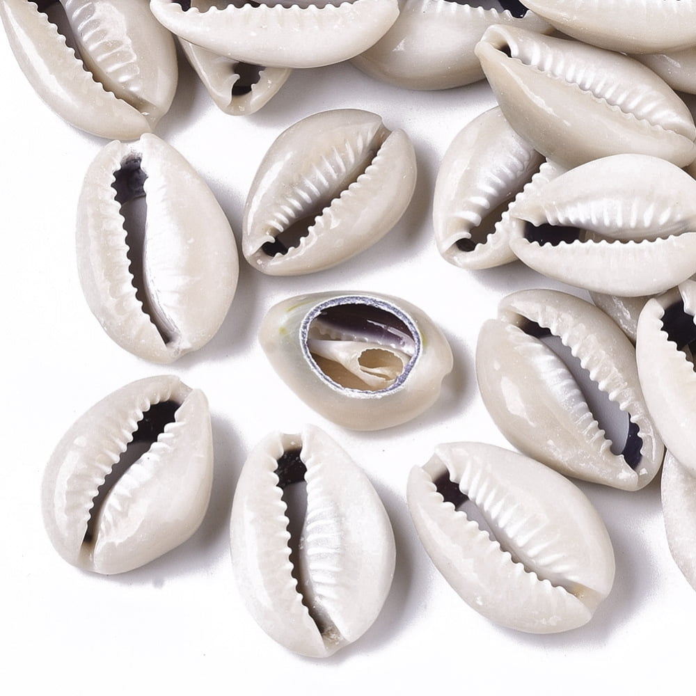 500g Natural Cowrie Shell Beads No Hole/Undrilled Linen 22~28x16~19x8~9mm 220pcs/500g