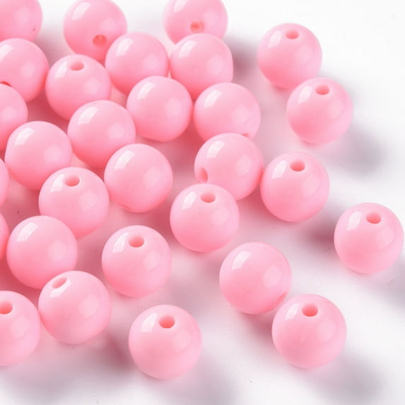 500g Opaque Acrylic Beads Round Pearl Pink 12x11mm Hole: 1.8mm about 566pcs/500g