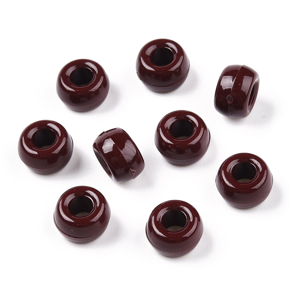 500g Opaque Plastic Beads Barrel Coconut Brown 9x6mm Hole: 3.8mm 1950pcs/500g