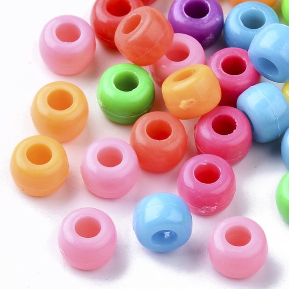 500g Opaque Polystyrene(PS) Plastic Beads Column Mixed Color 8.5x6mm Hole: 3.5mm about 2000pcs/500g