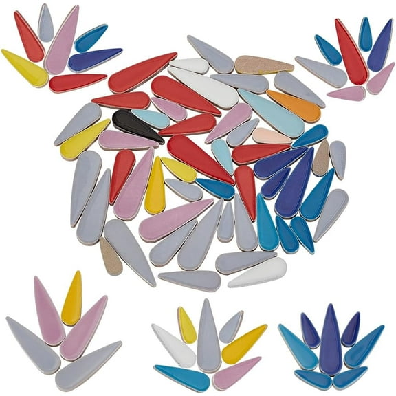 500g Petal Ceramic Mosaic Tiles Water Drop Flower Tiles Glazed Ceramic Tiles for Crafts Tear Drop Porcelain for DIY Crafts Mosaic Stone Home Decor Mixed Color