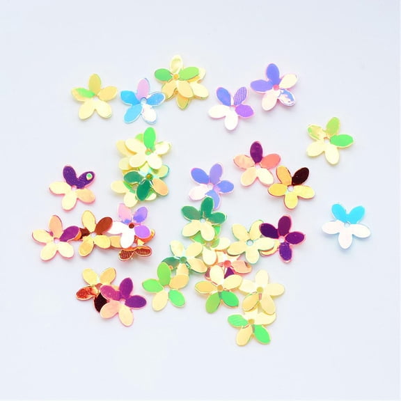 500g Plastic Paillette Beads Sequins Beads Flower Mixed Color 10x10.5x0.5mm Hole: 1mm about 16000pcs/500g