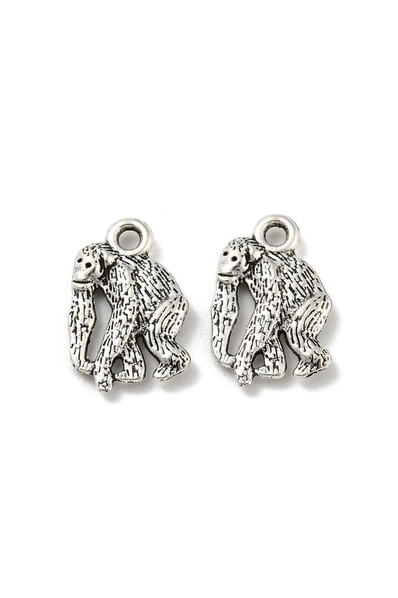 500g Tibetan Style Alloy Pendants Monkey Charms Nickel Monkey 14.5x10x2mm Hole: 1.6mm