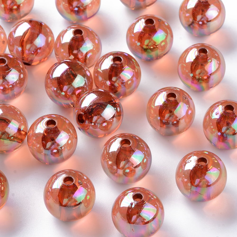 500g Transparent Acrylic Beads AB Color Plated Round Chocolate 16x15mm Hole: 2.8mm about 220pcs/500g
