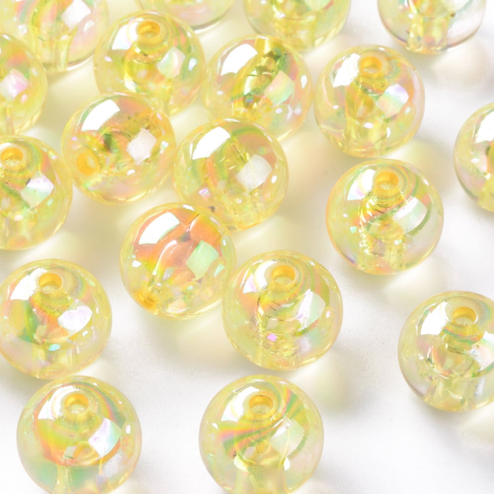500g Transparent Acrylic Beads AB Color Plated Round Gold 16x15mm Hole: 2.8mm about 220pcs/500g