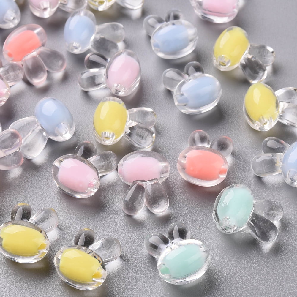 500g Transparent Acrylic Beads Bead in Bead Rabbit Mixed Color 15.5x12x9.5mm Hole: 2mm 480pcs/500g