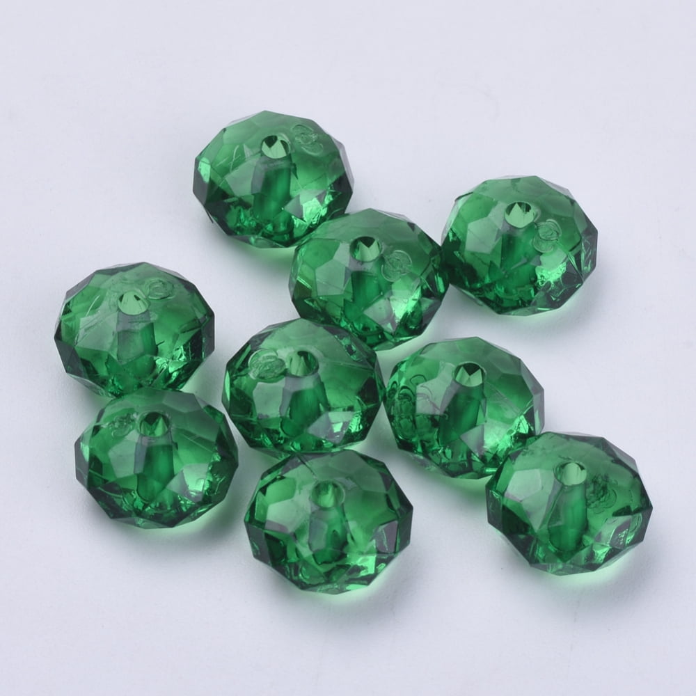 500g Transparent Acrylic Beads Faceted Rondelle Dark Green 22x15mm Hole: 3mm 135pcs/500g
