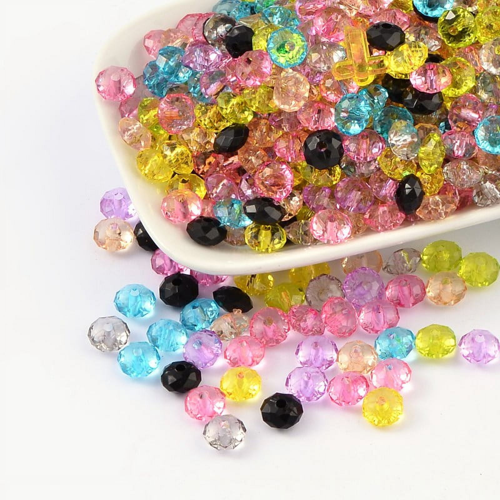 500g Transparent Acrylic Beads Faceted Rondelle Mixed Color 8mm in diameter 5mm thick hole: 1.5mm 2700pcs/500g