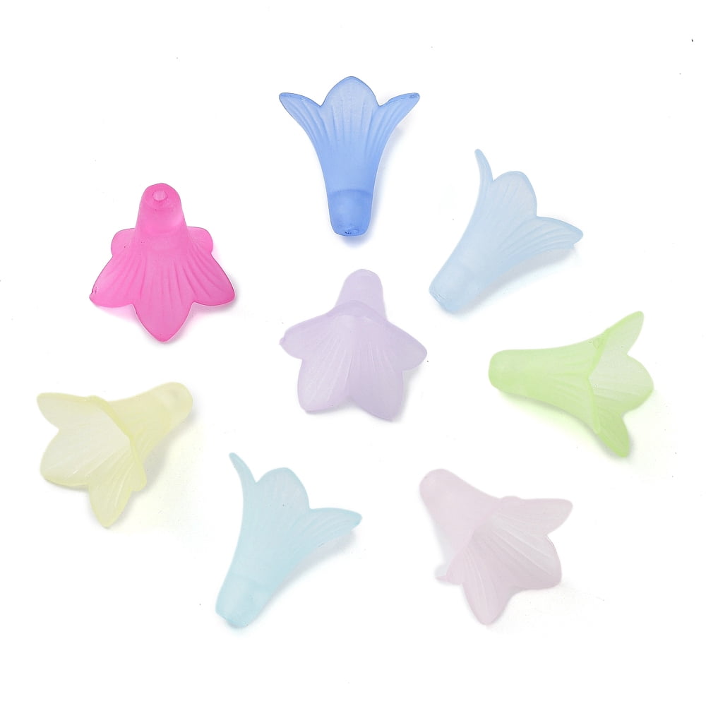 500g Transparent Acrylic Beads Frosted Flower Mixed Color 22.5x22x22mm Hole: 2mm about 531pcs/500g