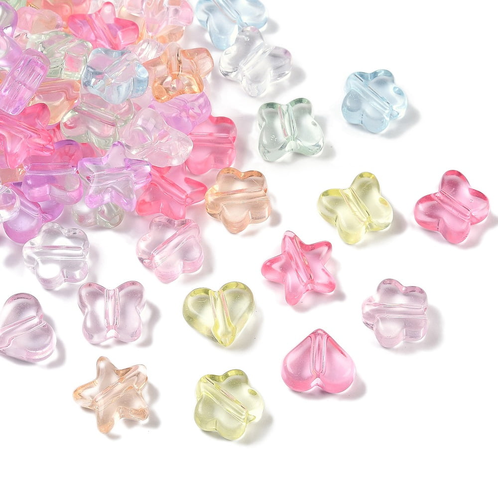 500g Transparent Acrylic Beads Mixed Shapes Mixed Color 16~18.5x18~20x8.5~9mm Hole: 3.5~3.8mm