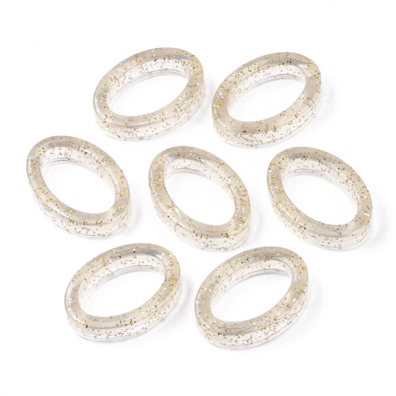 500g Transparent Acrylic Linking Rings with Glitter Powder Oval Beige 29x20x7mm Inner Diameter: 12.5x21mm 250pcs/500g