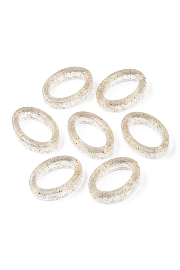 500g Transparent Acrylic Linking Rings with Glitter Powder Oval Beige 29x20x7mm Inner Diameter: 12.5x21mm 250pcs/500g