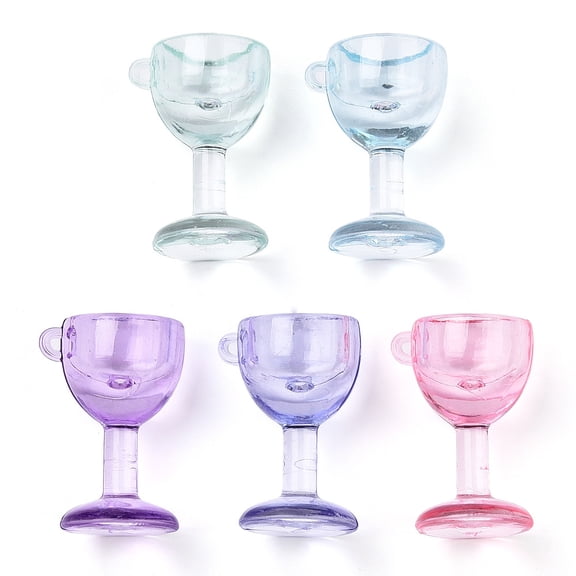 500g Transparent Acrylic Pendants Goblet Mixed Color 41x28x24mm Hole: 2mm 67pcs/500g
