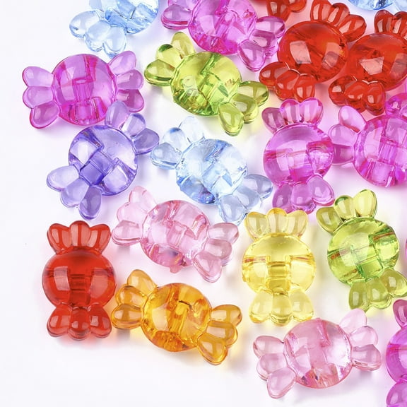 500g Transparent Acrylic Shank Buttons Candy Mixed Color 17x29.5x10.5mm Hole: 2.5mm about 197pcs/500g