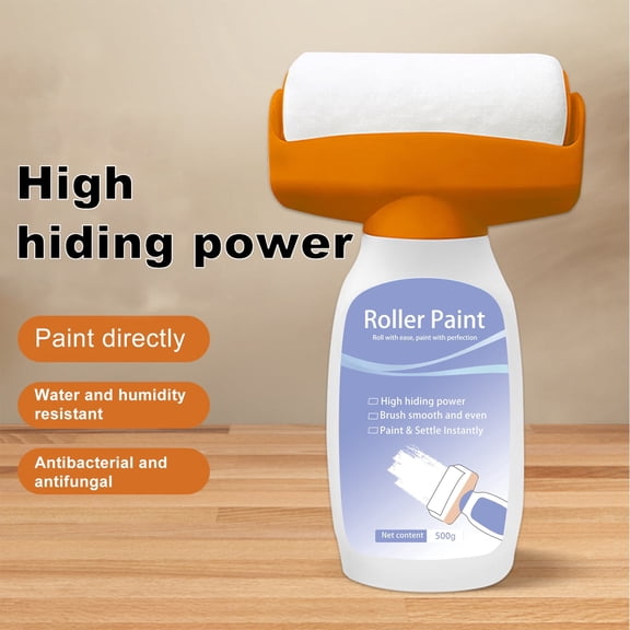 500g White Water-Based Wall Repair Paint, Odorless Quick Drying, Washable Coating with Large Roller Brush, High Coverage Hide Graffiti & Marks, Easy Application for Home Use