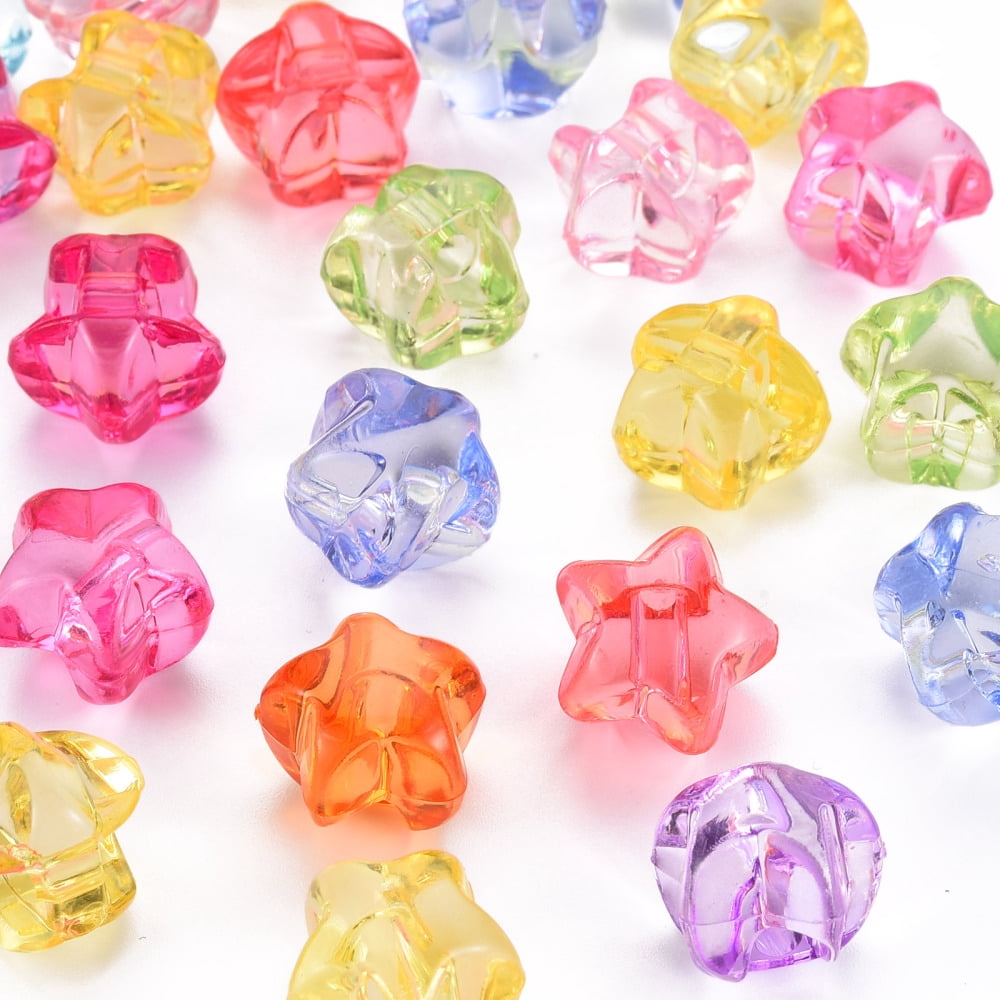 500gs 1-Hole Transparent Acrylic Buttons Star Mixed color 13.5x14x11.5mm Hole: 3mm about 467pcs/500g