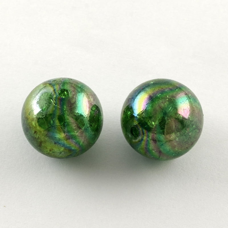500gs AB color Transparent Round Acrylic Beads Green 20mm Hole: 2.5mm about 108pcs/500g