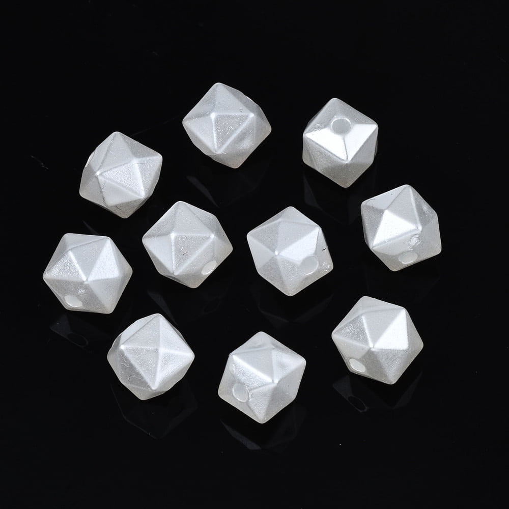 500gs ABS Plastic Imitation Pearl Beads Faceted Cube Creamy White 7x8x8mm Hole: 1.8mm about 1690pcs/500g
