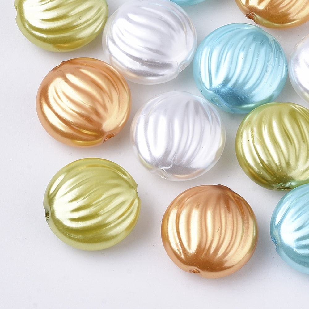 500gs Plastic Imitation Pearl Beads Flat Round Mixed color 14.5x7mm Hole: 1.4mm about 630pcs/500g