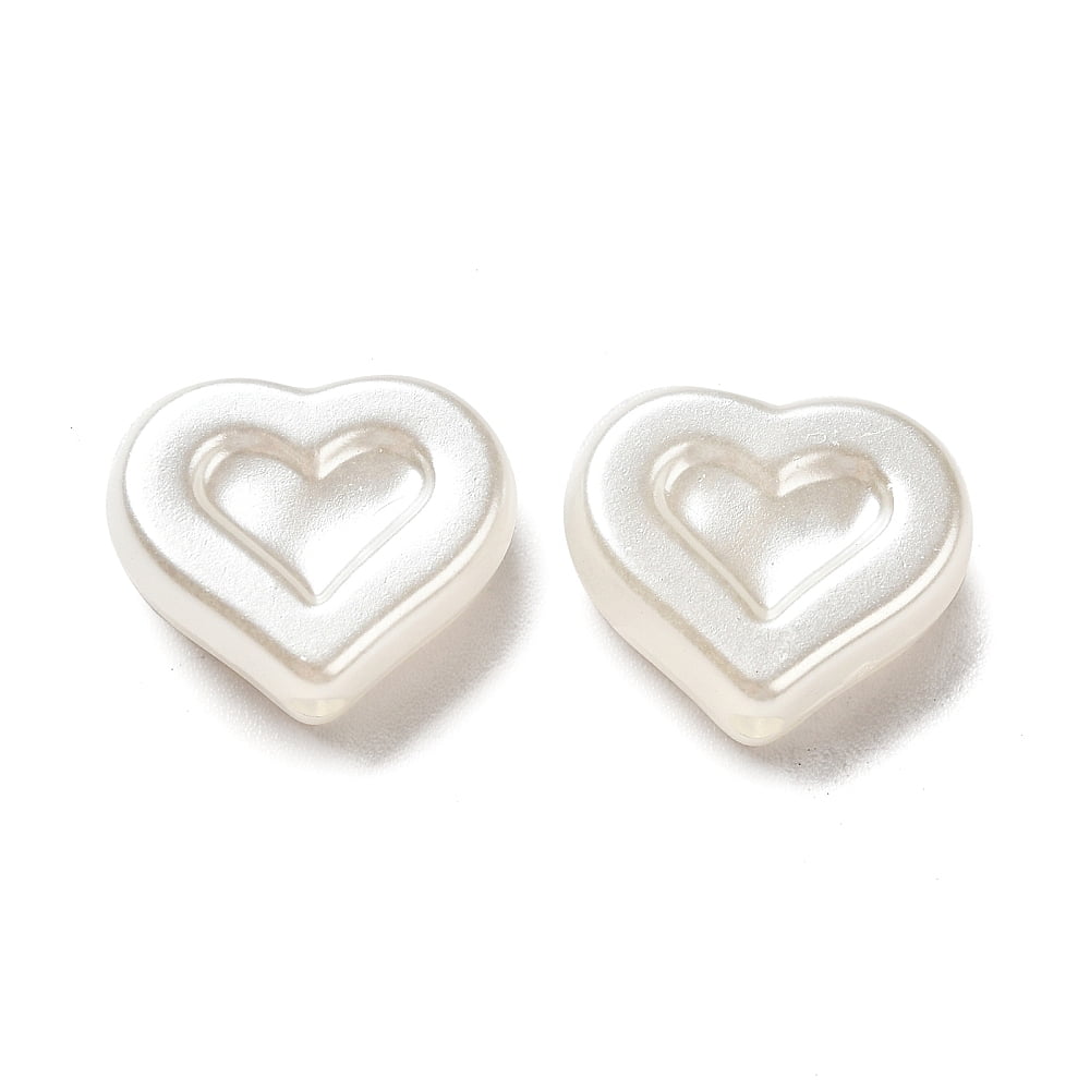 500gs ABS Plastic Imitation Pearl Beads Heart White 12.5x15x5mm Hole: 1.6mm about 750pcs/500g