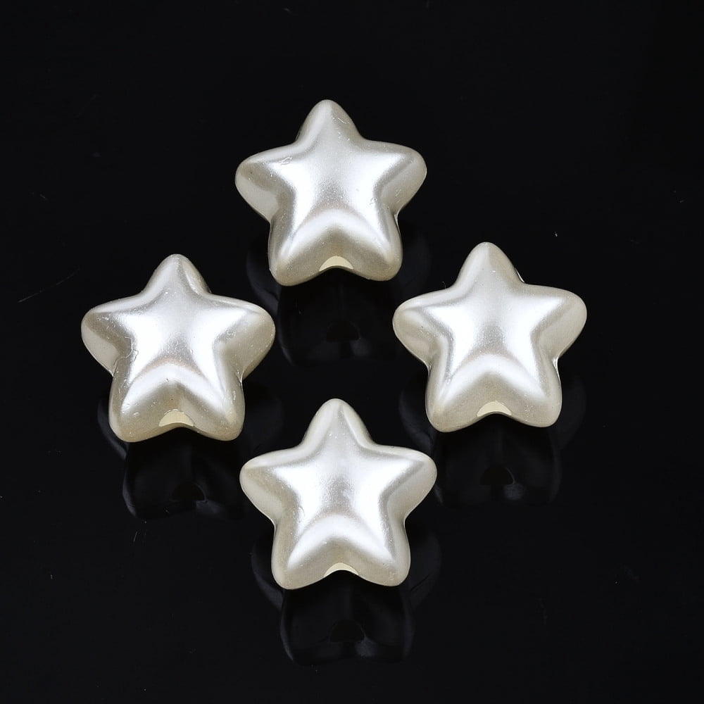 500gs Plastic Imitation Pearl Beads Star Creamy White 16x17x15mm Hole: 3mm about 270pcs/500g