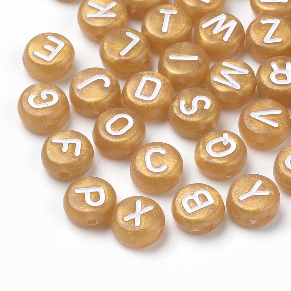 500gs Acrylic Beads Horizontal Hole Mixed Letter Flat Round White 7x4mm Hole: 1mm about 3700pcs/500g