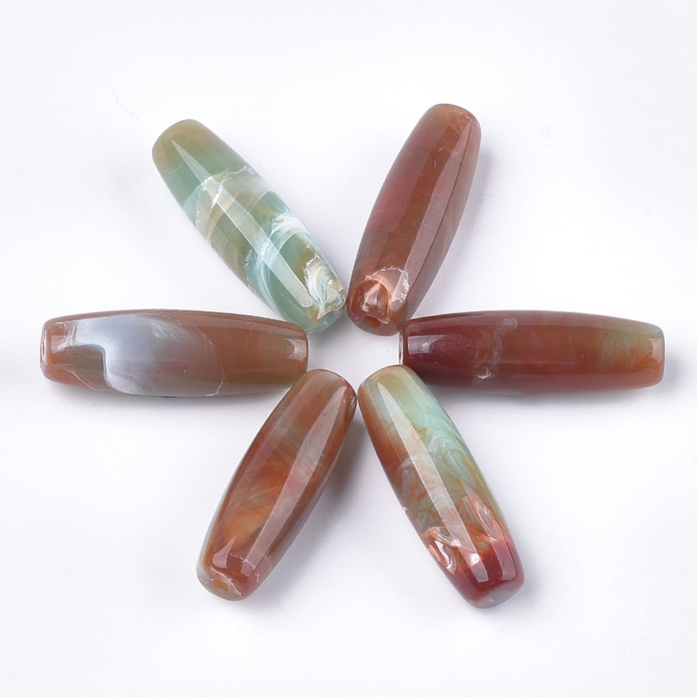500gs Acrylic Beads Spaghetti Beads Imitation style Oval Saddle Brown 40.5x13.5mm Hole: 2.5mm about 95pcs/500g