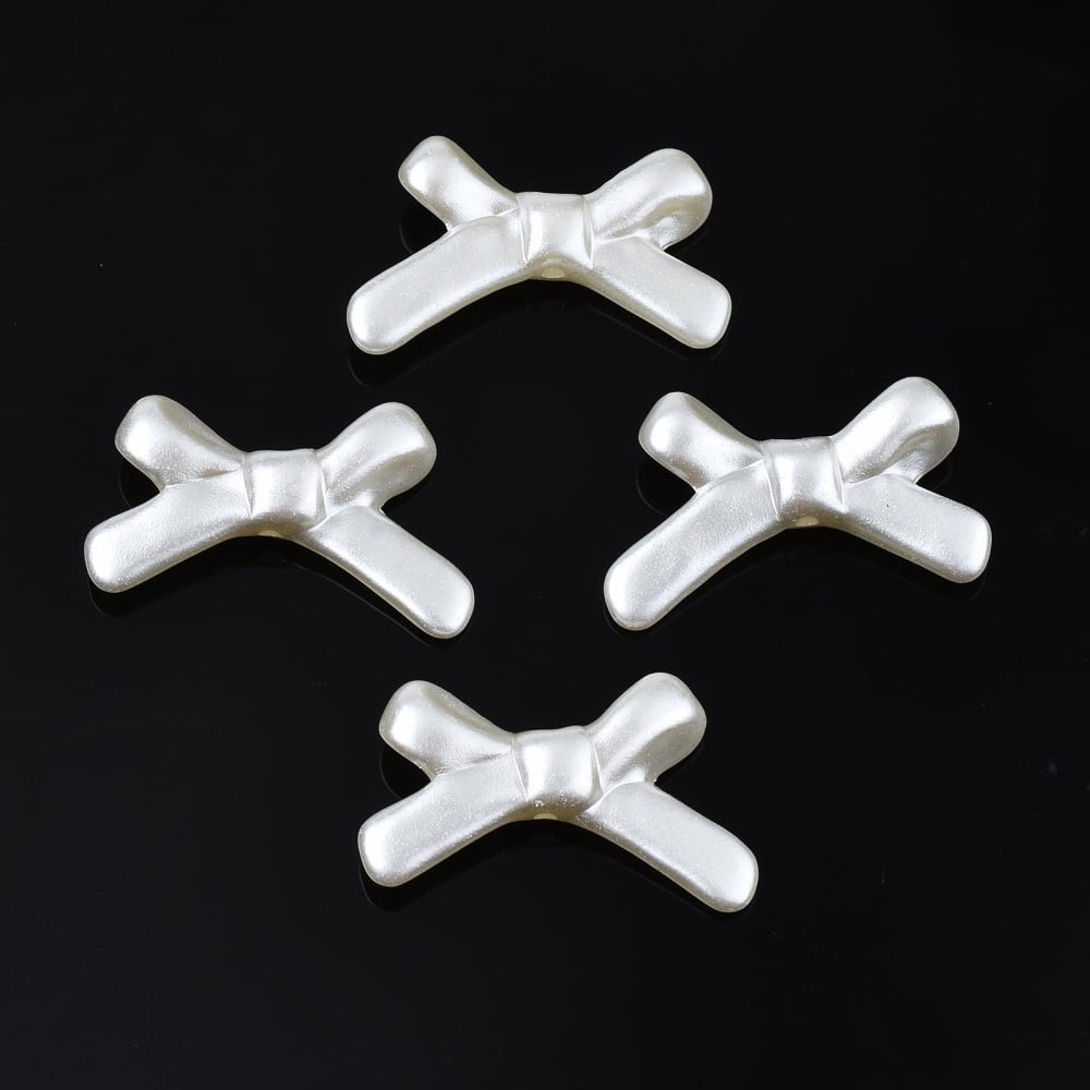 500gs Acrylic Imitation Pearl Beads High Luster Bowknot Creamy White 20.5x32.5x6mm Hole: 1.8mm about 390pcs/500g